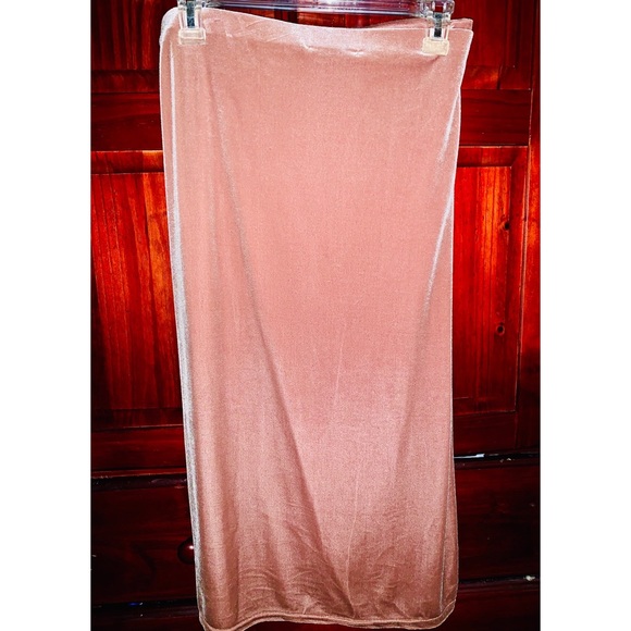 Plus Size Rose Gold Midi Skirt - Picture 2 of 2